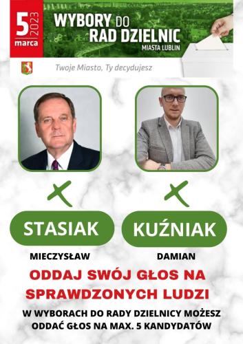 Rada Dzielnicy Tatary Mieczysław Stasiak, Damian Kuźniak ulotka 1 strona